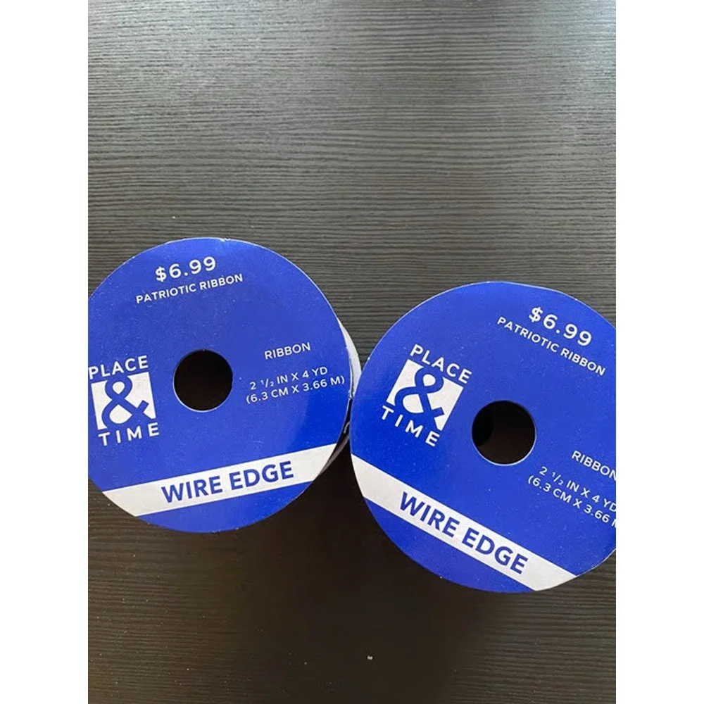Two Spools Place&Time Patriotic Ribbon Black & White Stars for 4th of July Decor